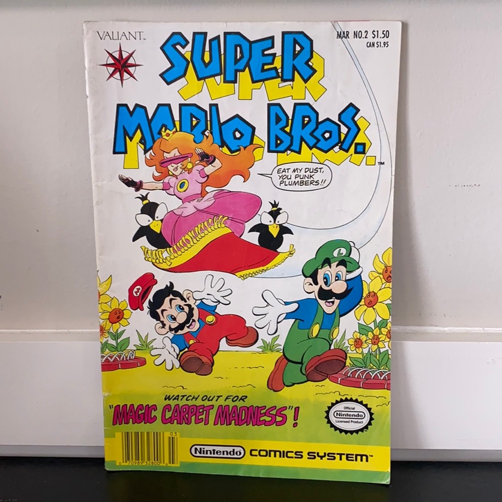 Vintage Super Mario Bros Comic Vol 1 Issue 2 1990 Valiant Magic Carpet Cover